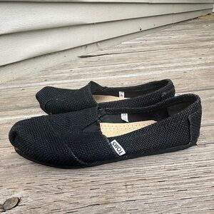 TOMS Black Textured Slip-Ons